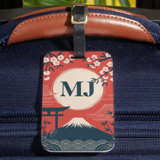 Custom Vintage Japanese Mount Fuji Luggage Tag