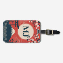 Custom Vintage Japanese Mount Fuji Luggage Tag