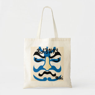 Custom Vintage JapaneseKabuki Aesthetic Funny Blue Tote Bag