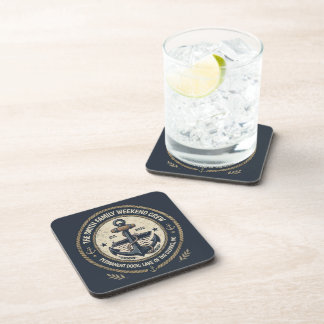 Custom Vintage Lake Boat Family Crew Square Coaster