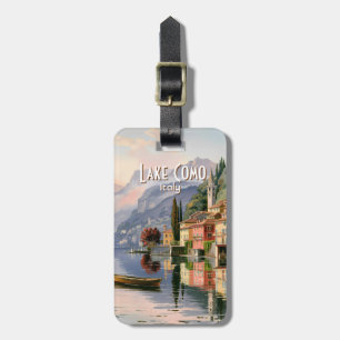 Custom Vintage Lake Como Italy Watercolor Travel Luggage Tag