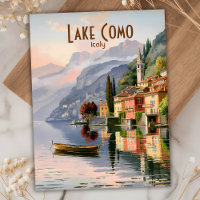 Custom Vintage Lake Como Italy Watercolor Travel
