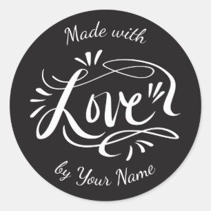 Custom vintage MADE WITH LOVE food party favour Classic Round Sticker