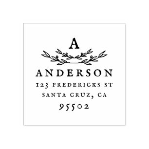 Custom Vintage Monogram Last Name Return Address Rubber Stamp