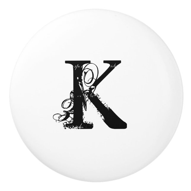 Custom vintage monogram white ceramic knobs (Front)