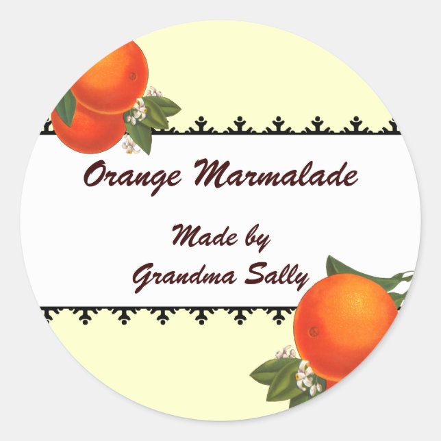 Custom Vintage Oranges Canning Stickers (Front)