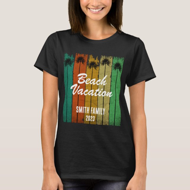 CUSTOM VINTAGE PALM TREES BEACH VACATION T-Shirt (Front)