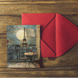 Custom Vintage Paris Eiffel Tower Romantic Art Postcard