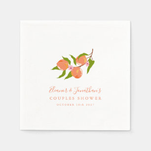 Custom Vintage Peach Fruit Boho Couples Shower Napkin