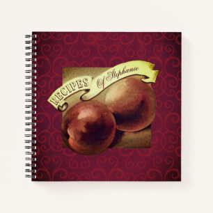 Custom Vintage Peaches Elegant Retro Recipes Notebook