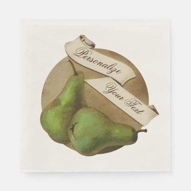 Custom Vintage Pears Retro Fruit Old School Napkin (Front)