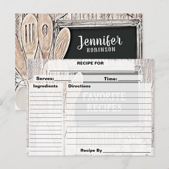 Custom Vintage Personalised Recipe Card (Front/Back)