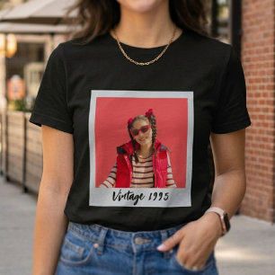 Custom Vintage Photo And Year Nostalgic Birthday T-Shirt
