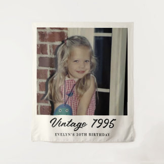 Custom Vintage Photo Birthday Party Tapestry