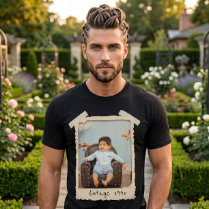 Custom Vintage Photo Birthday T-Shirt