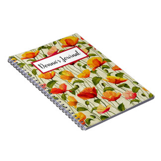 Custom. Vintage. Poppies. Notebook