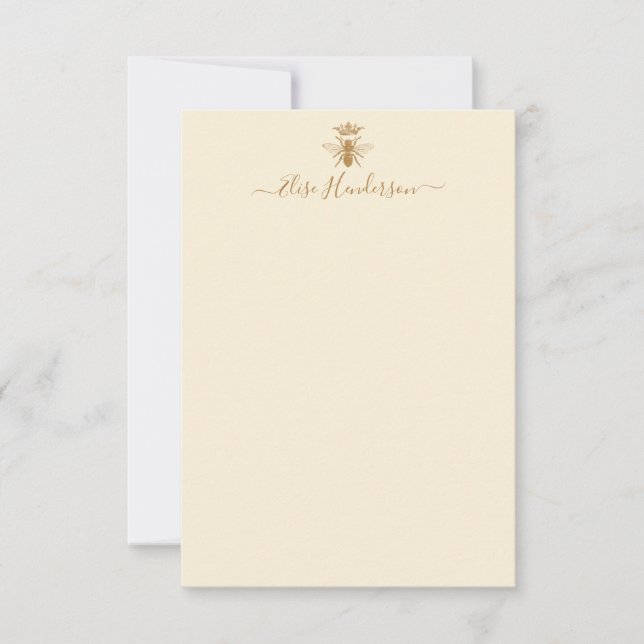 Custom Vintage Queen Bee Note Card (Front)