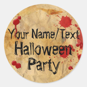 Custom Vintage Red Blood Splatter Halloween Party Classic Round Sticker