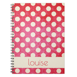 Custom Vintage Red Off White Polka Dot Pattern Notebook