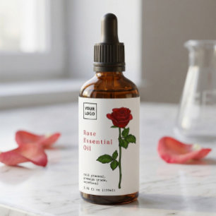 Custom Vintage Red Rose Essential Oil Label