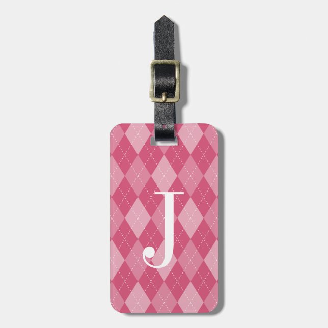 Custom vintage retro argyle pattern luggage tag (Front Vertical)