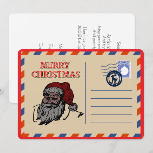 Custom Vintage Retro Santa Red Christmas Greeting Holiday Card