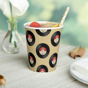 Custom Vintage Retro Vinyl Record Paper Cups