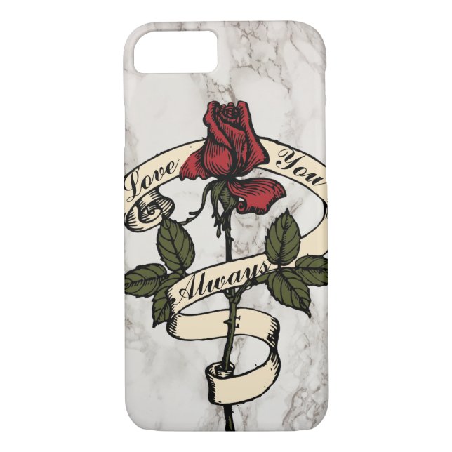 Custom Vintage Rose Banner Marble Cell Phone Case (Back)