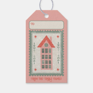 Custom Vintage Rustic Crinkly Paper Stamp and Bow Gift Tags