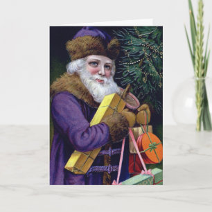 Custom Vintage Santa Photo Insert Christmas Card