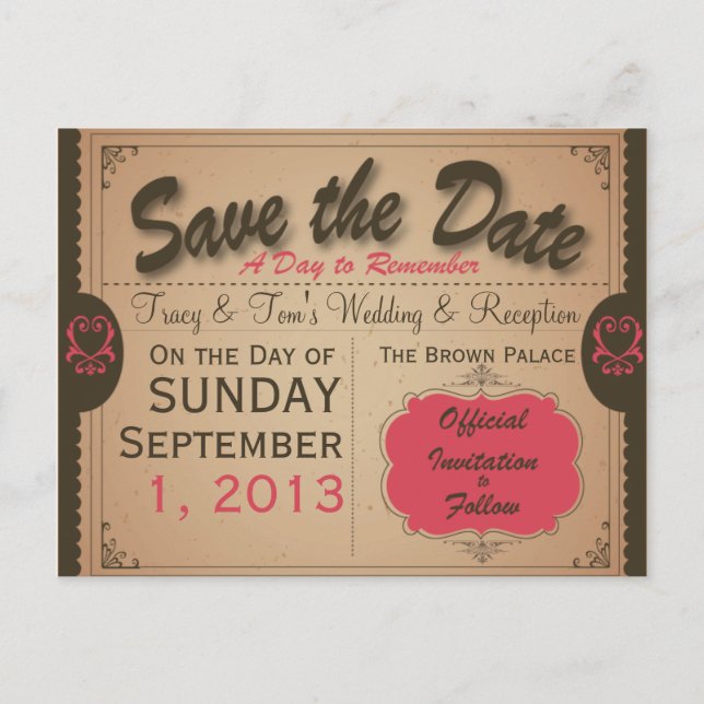 Custom Vintage Save the Date Postcard (Front)