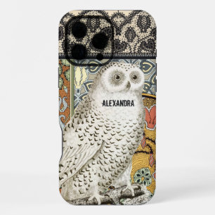 Custom Vintage Snow Owl Art Deco Art Nouveau iPhone 16 Pro Max Case