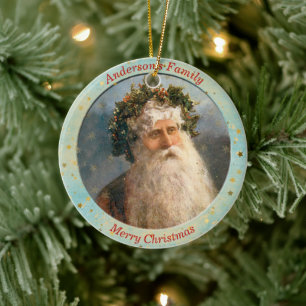 Custom Vintage St Nicholas Christmas Ceramic Tree Decoration