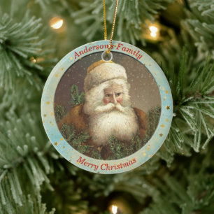 Custom Vintage St. Nicholas Fern Christmas  Ceramic Tree Decoration