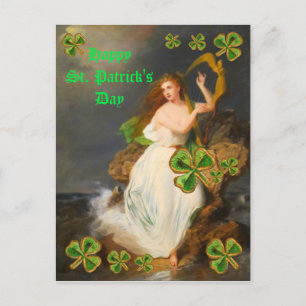 Custom Vintage St. Patrick's Day Harp of Erin Holiday Postcard