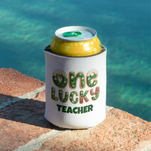 Custom Vintage St Patricks Day One Lucky Teacher Can Cooler