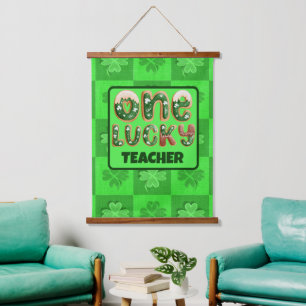 Custom Vintage St Patricks Day One Lucky Teacher Hanging Tapestry