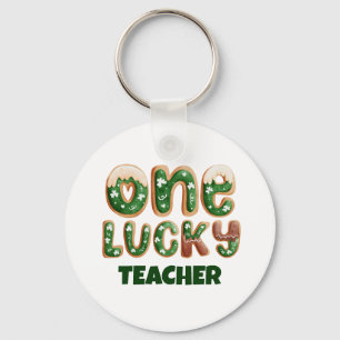Custom Vintage St Patricks Day One Lucky Teacher Key Ring