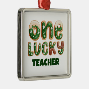 Custom Vintage St Patricks Day One Lucky Teacher Metal Tree Decoration