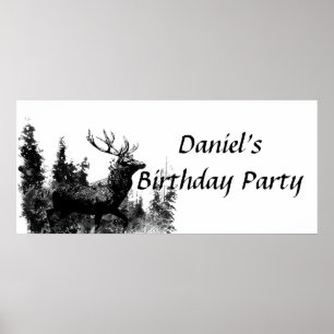 Custom Vintage Stag Birthday Party Banner Poster