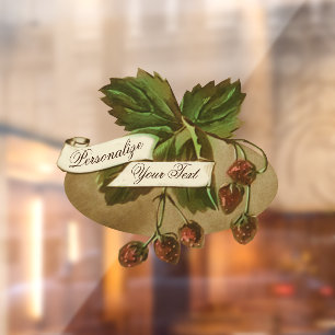 Custom Vintage Strawberries Fruit Store Restaurant Window Cling