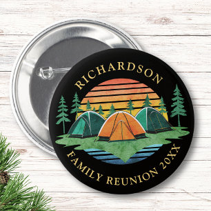 Custom Vintage Sunset Camping Family Reunion Black 6 Cm Round Badge