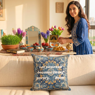 Custom Vintage Tile Nowruz Iranian New Year Gift Cushion