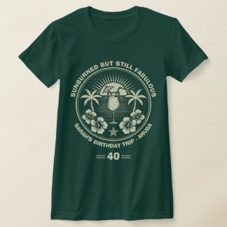 Custom Vintage Tropical Birthday Trip  T-Shirt