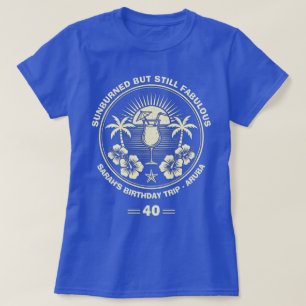 Custom Vintage Tropical Birthday Trip  T-Shirt
