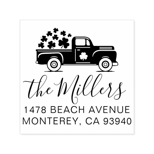 Custom Vintage Truck Address Self Inking Stamp (Design)