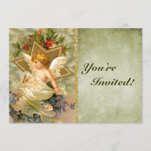 Custom Vintage Victorian Christmas Angel   Holiday Invitation
