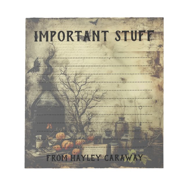 Custom Vintage Victorian Goth Halloween Creepy Notepad (Front)