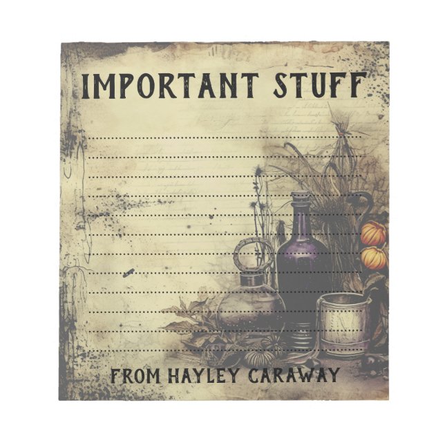 Custom Vintage Victorian Gothic Potion Halloween Notepad (Front)