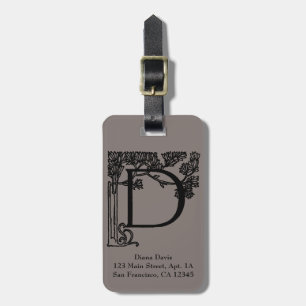 Custom Vintage Victorian Monogram Letter D Luggage Tag